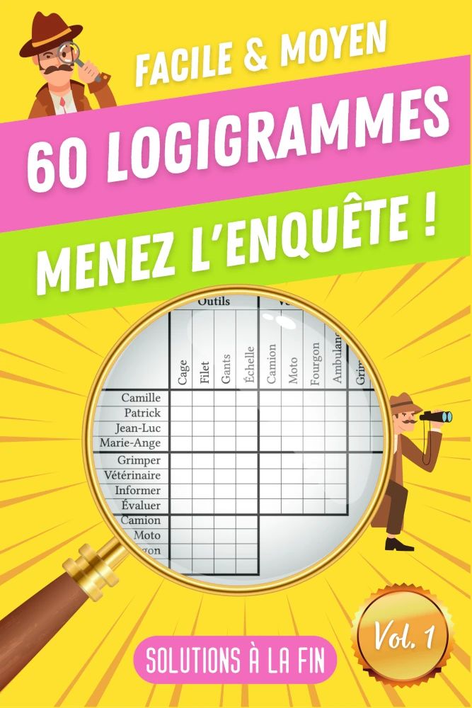 Couverture 60 Logigrammes Facile & Moyen de Sébastien Moreau (collection Jeux)